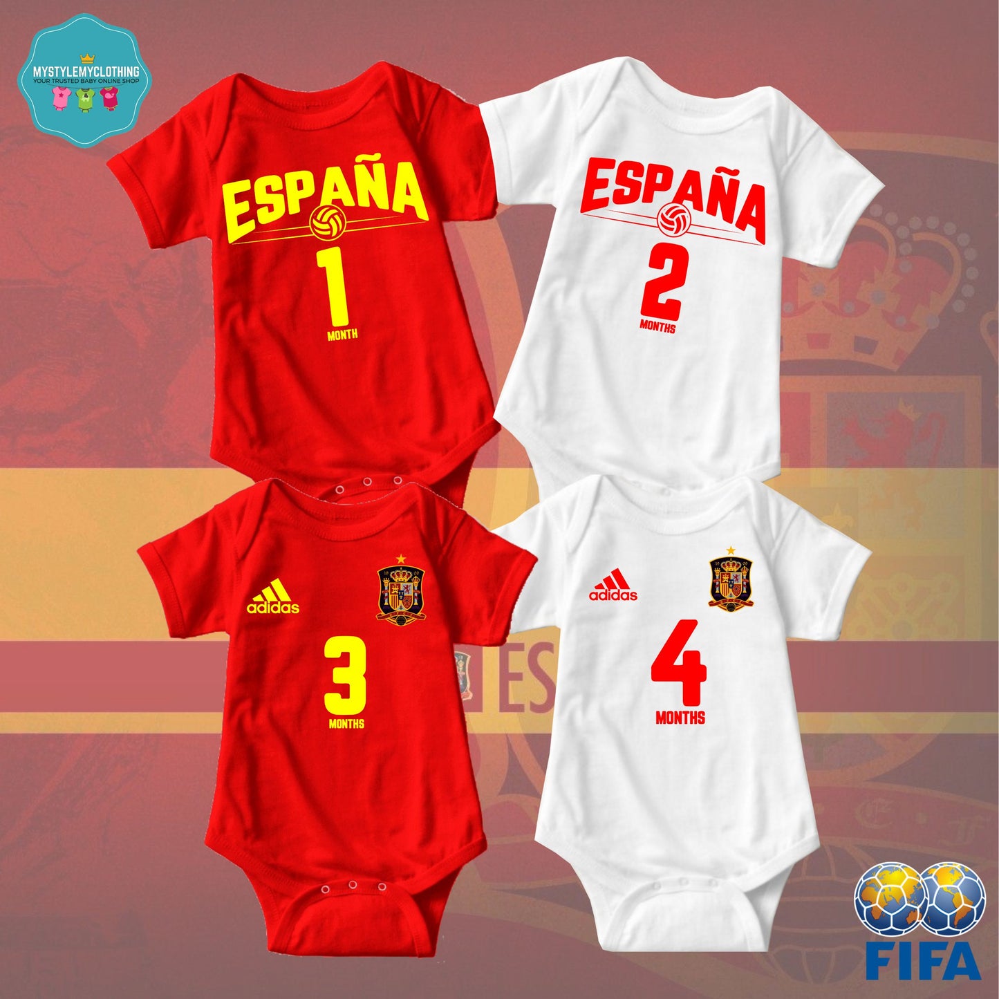 Baby FIFA Soccer Football Jersey Onesies - Espana