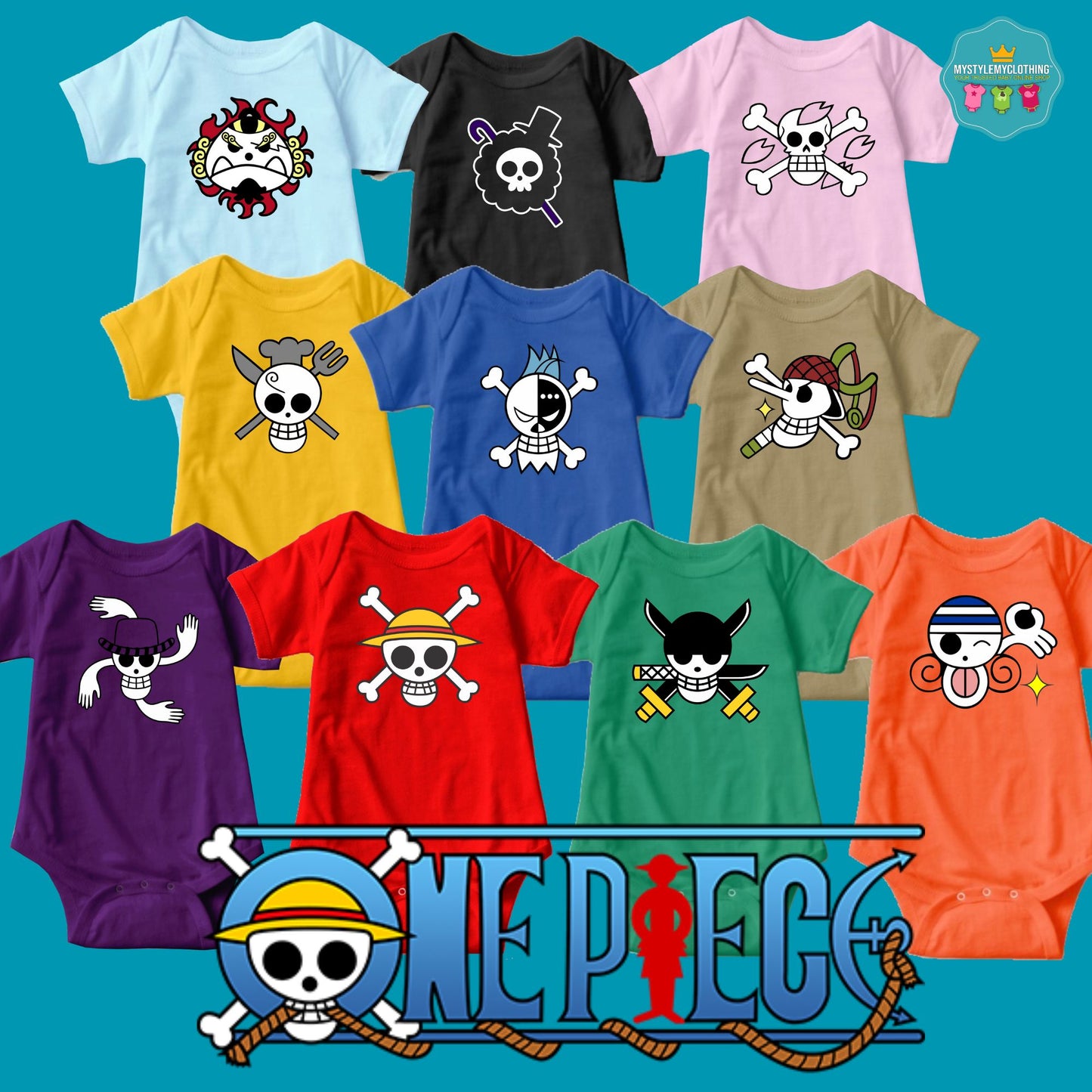 Baby Character Onesies - Jolly Roger One Piece Colored