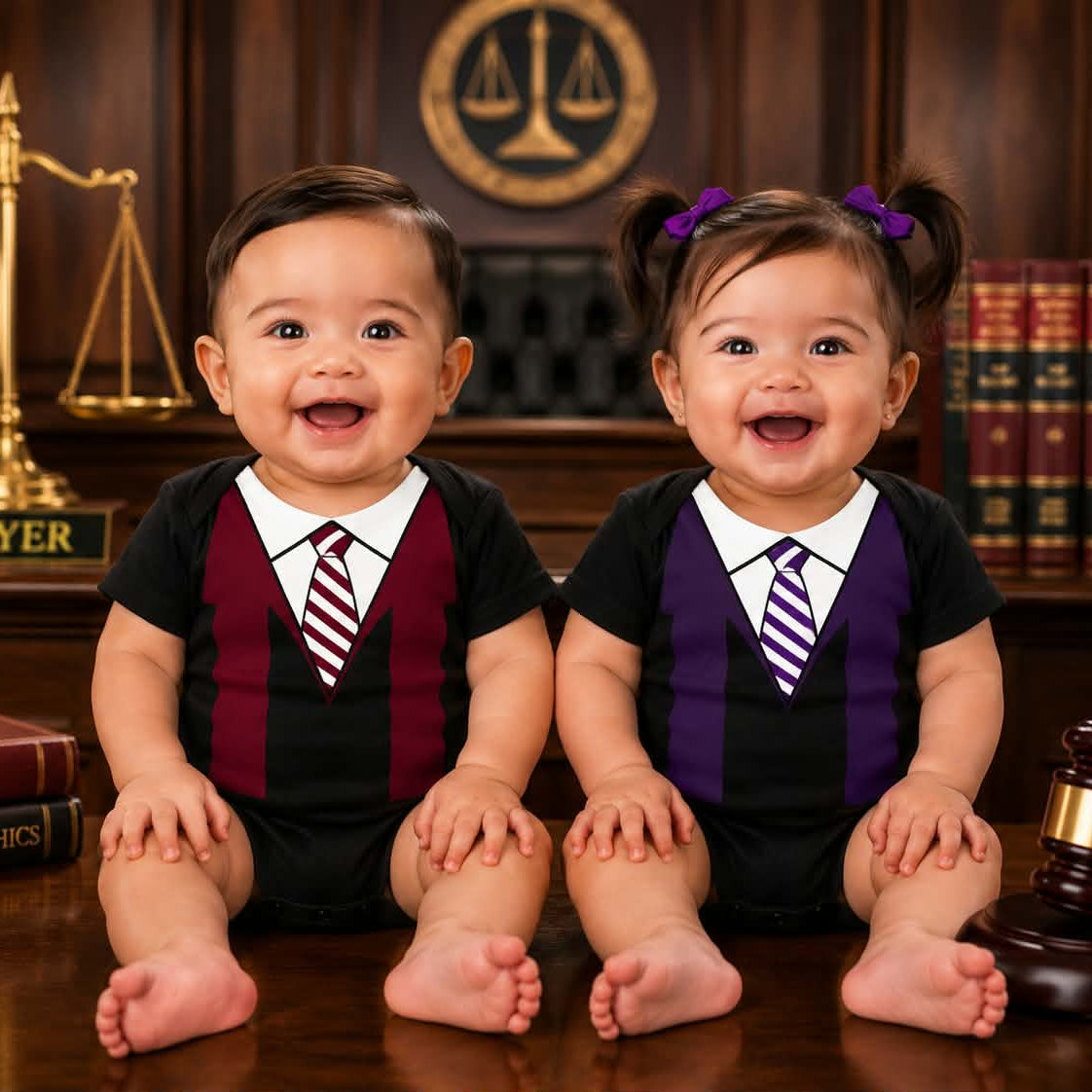 Baby Career Onesies with FREE Name Back Print -LAWYER / JUDGE