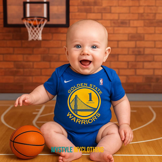 Baby Monthly Onesies - Basketball Jersey Golden State Warriors