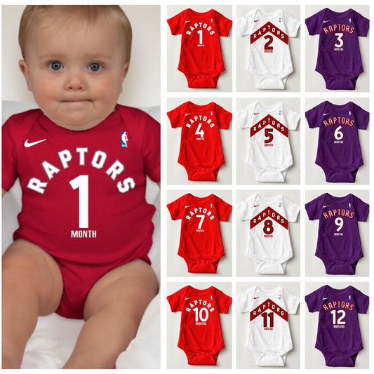 Baby Monthly Onesies - Basketball Jersey Toronto Raptors