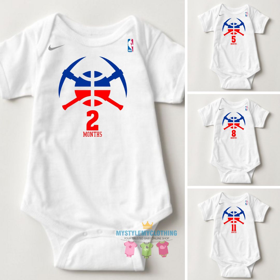 Baby Monthly Onesies - Basketball Jersey Denver-Nuggets