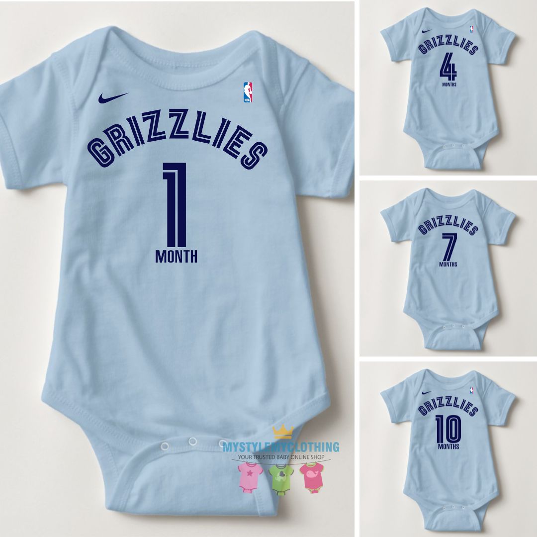 Baby Monthly Onesies - Basketball Jersey Memphis Grizzles