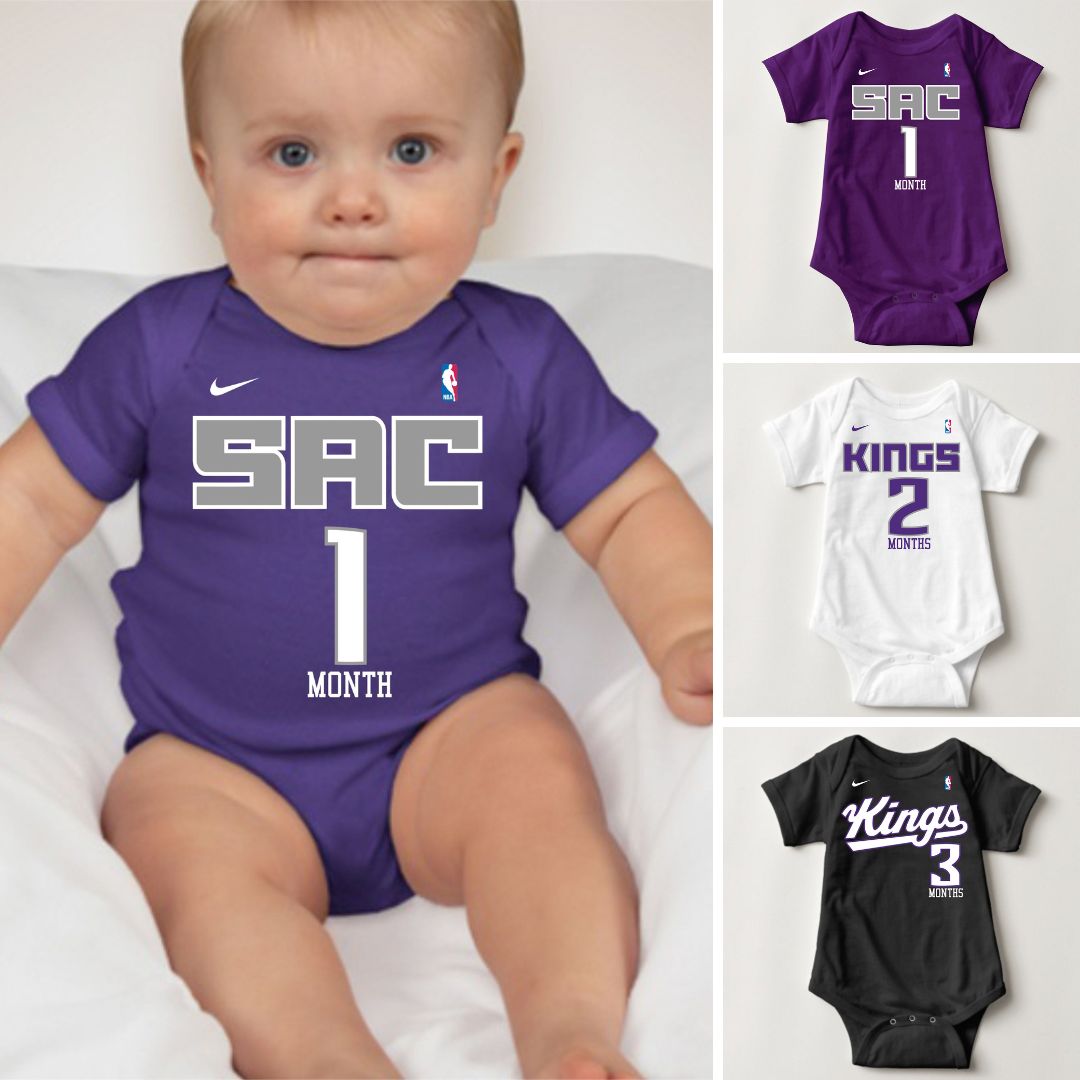 Baby Monthly Onesies - Basketball Jersey Sacramento Kings