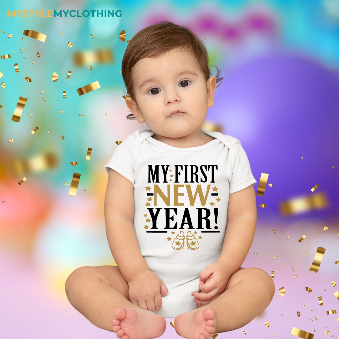 Baby New Year Holiday Onesies - My 1st New Year Small Bottle