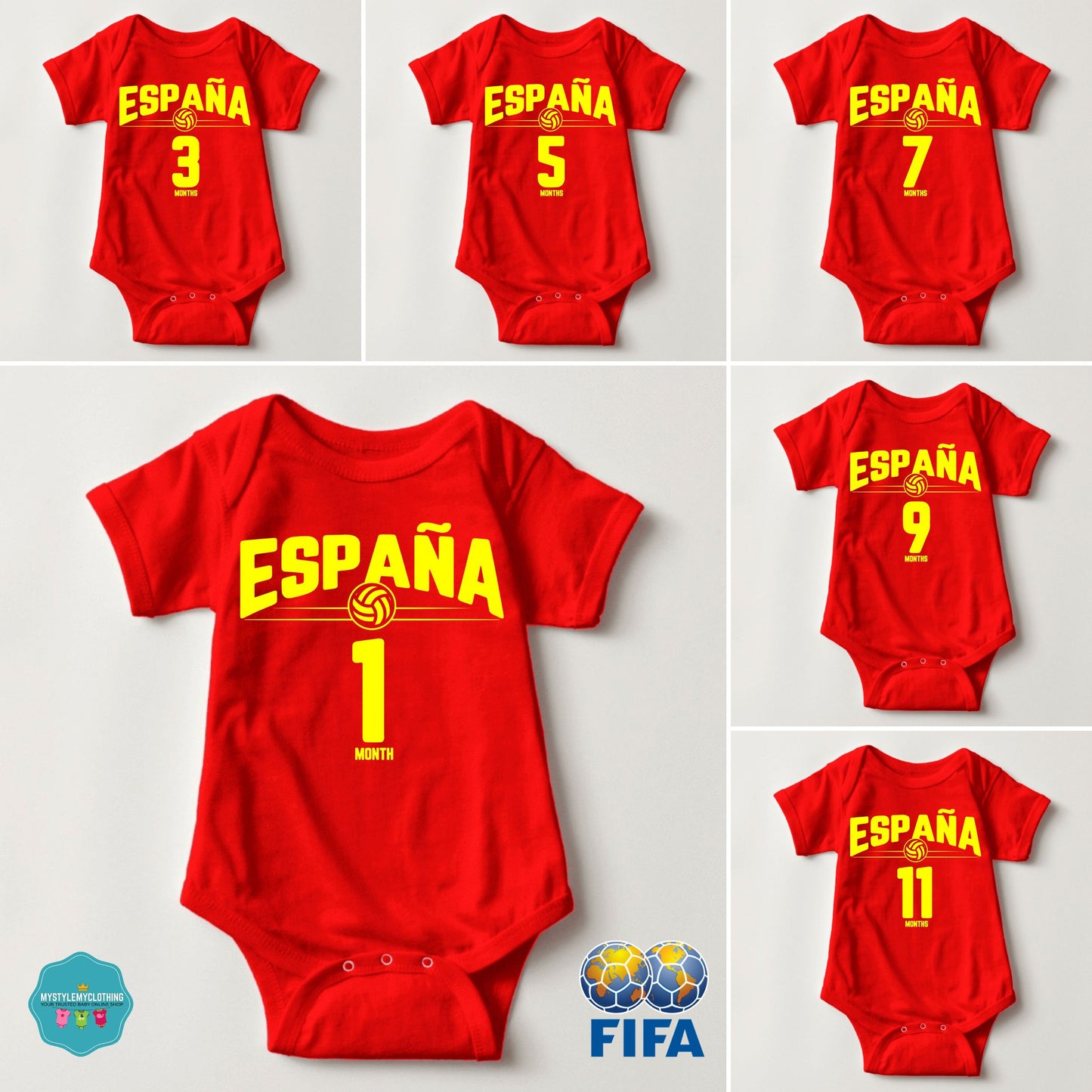 Baby FIFA Soccer Football Jersey Onesies - Espana