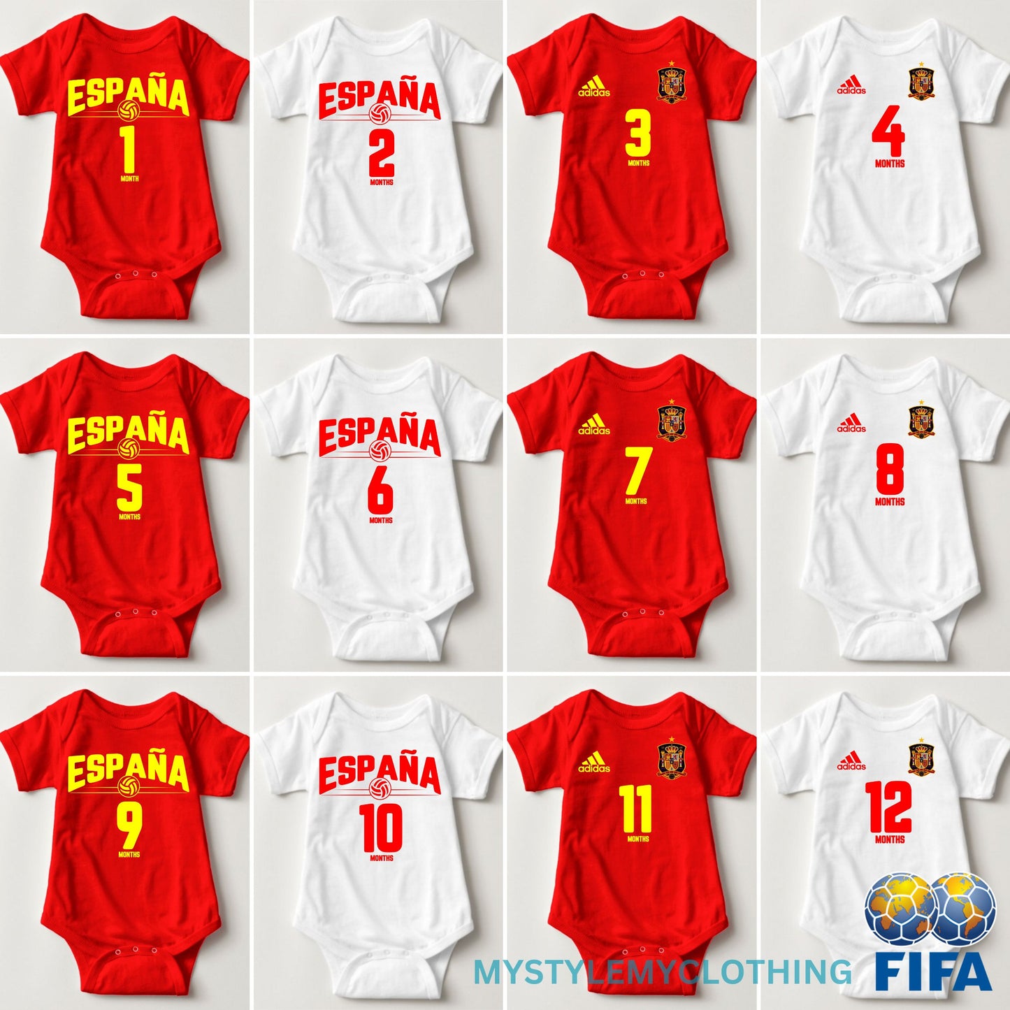 Baby FIFA Soccer Football Jersey Onesies - Espana