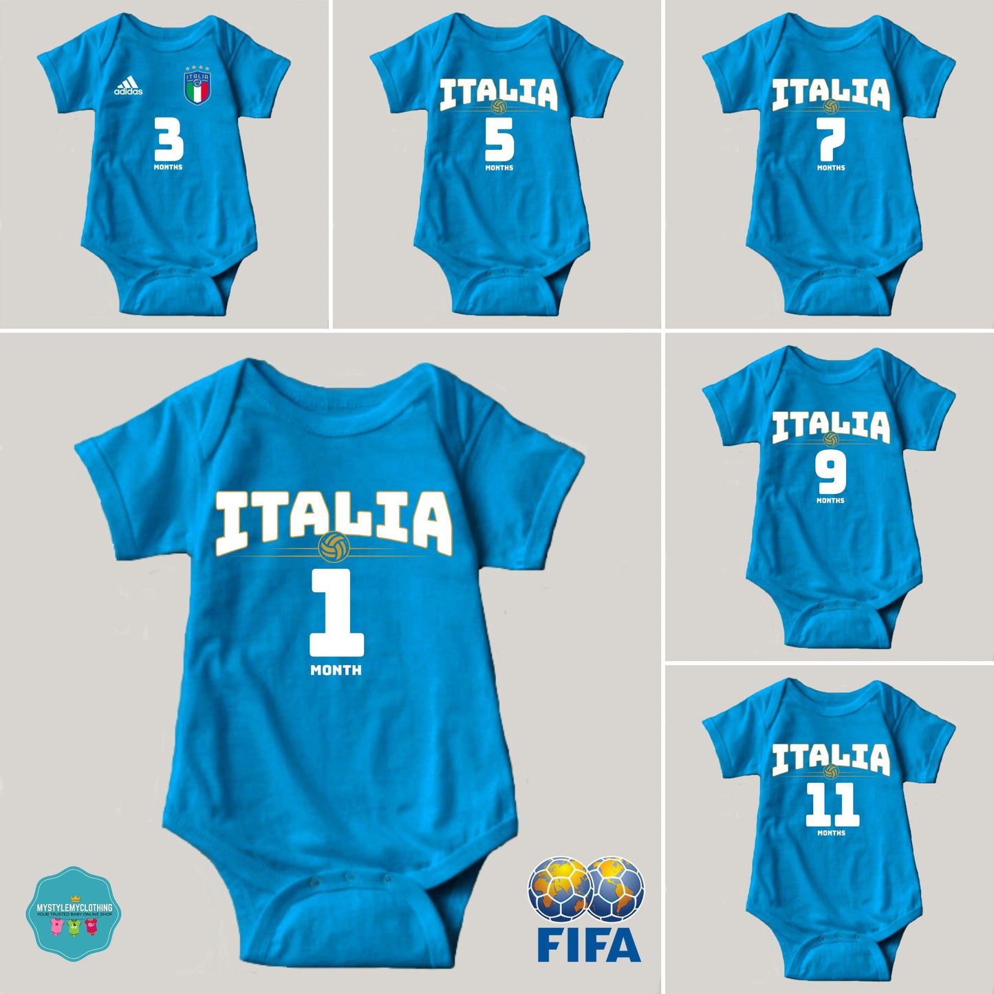 Baby FIFA Soccer Football Jersey Onesies - Italia