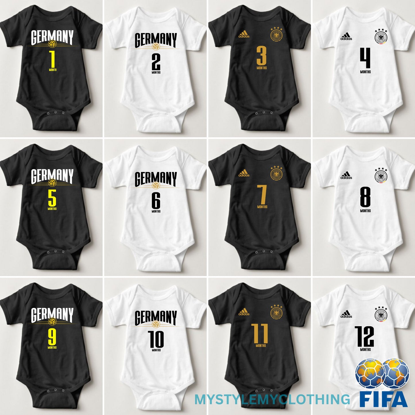 Baby FIFA Soccer Football Jersey Onesies - Germany