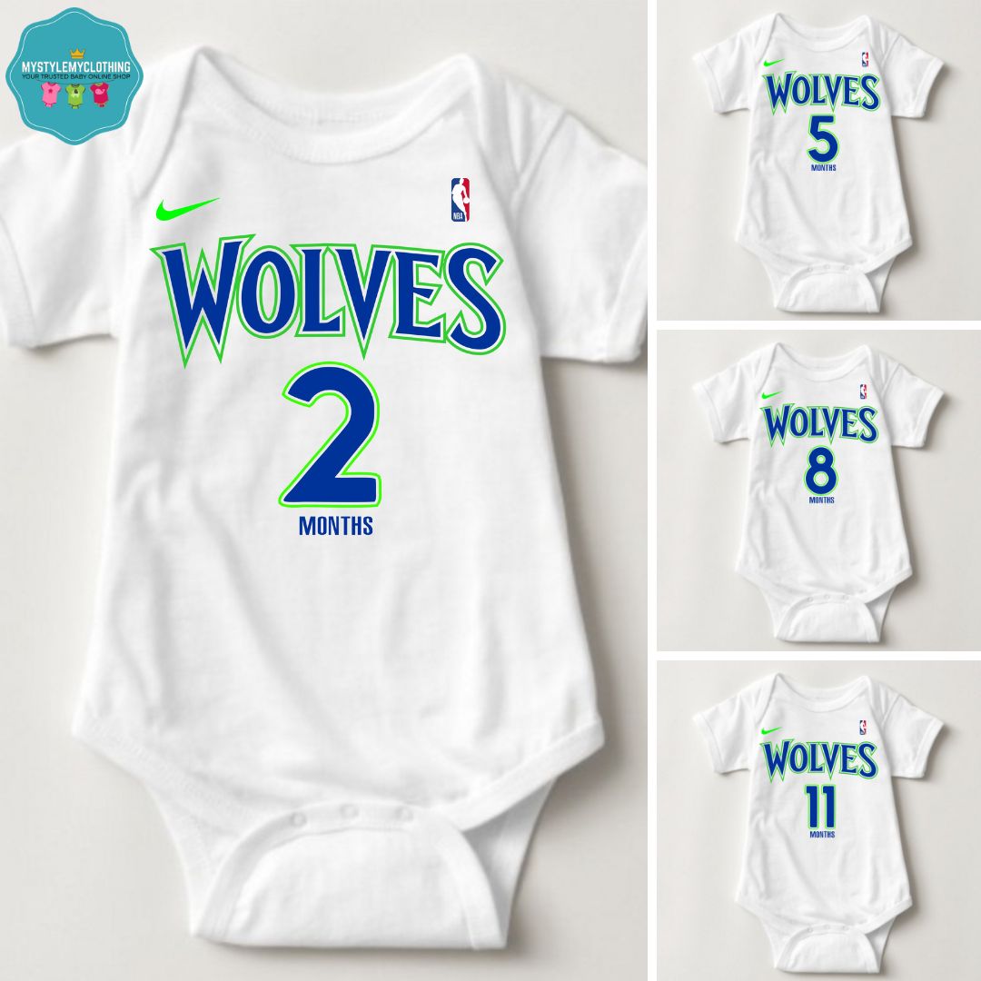 Baby Monthly Onesies - Basketball Jersey Minnesota Timberwolves