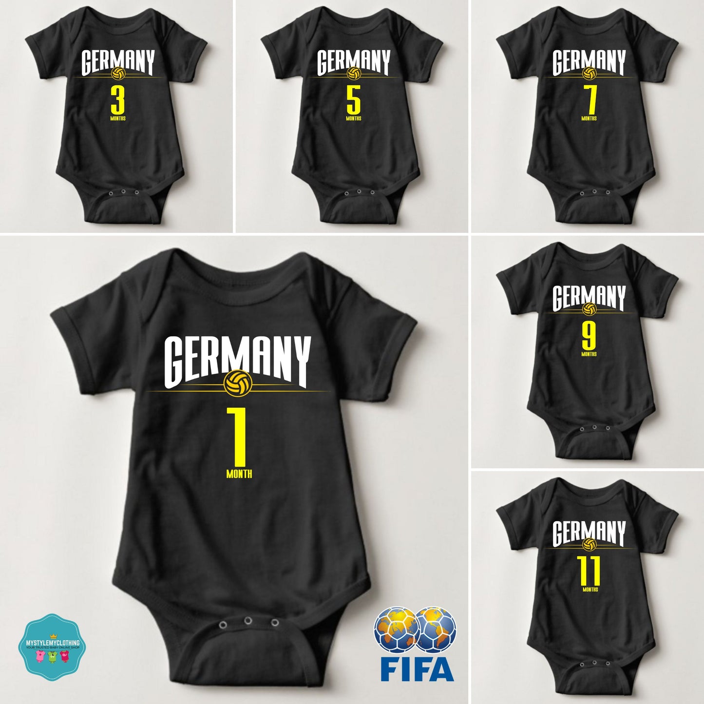 Baby FIFA Soccer Football Jersey Onesies - Germany