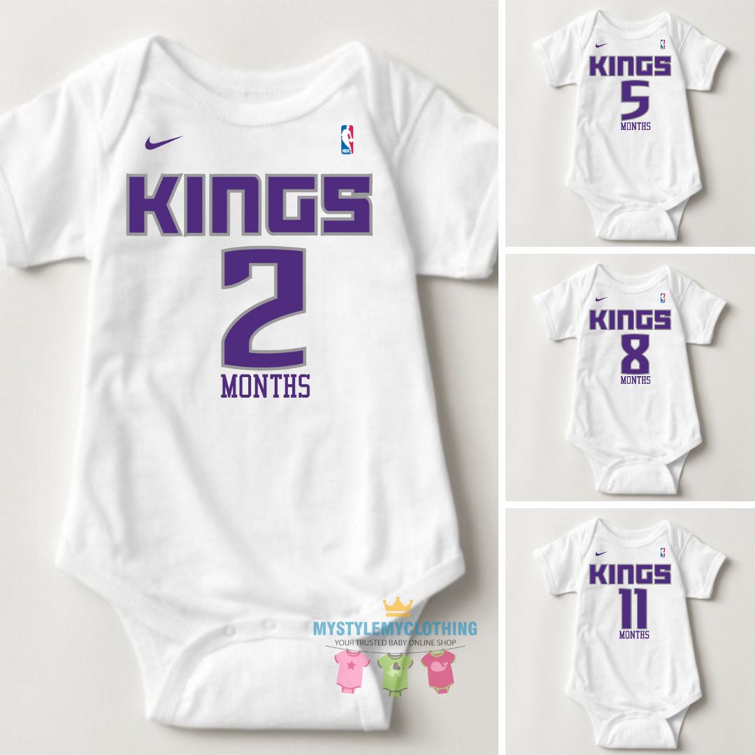 Baby Monthly Onesies - Basketball Jersey Sacramento Kings