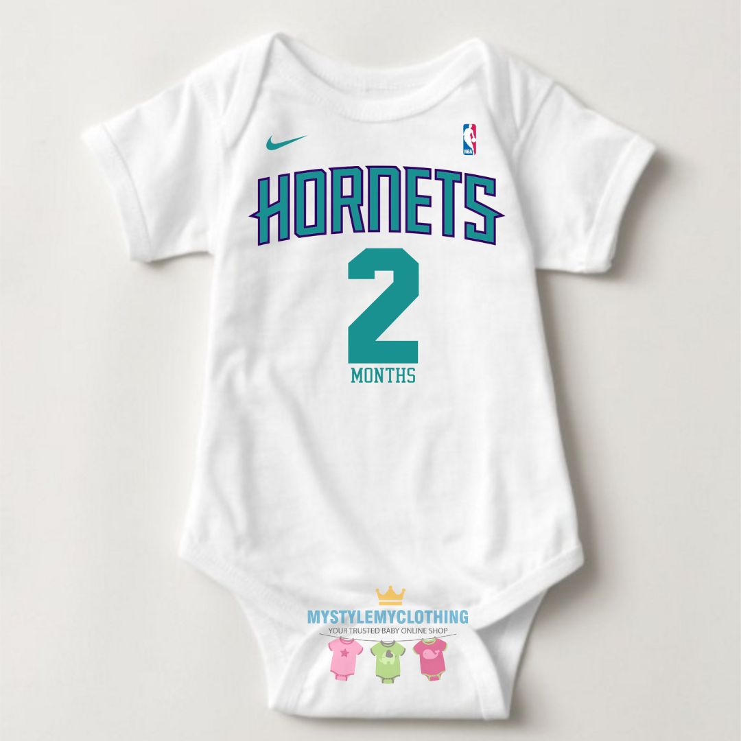 Baby Monthly Onesies - Basketball Jersey Charlotte-Hornets