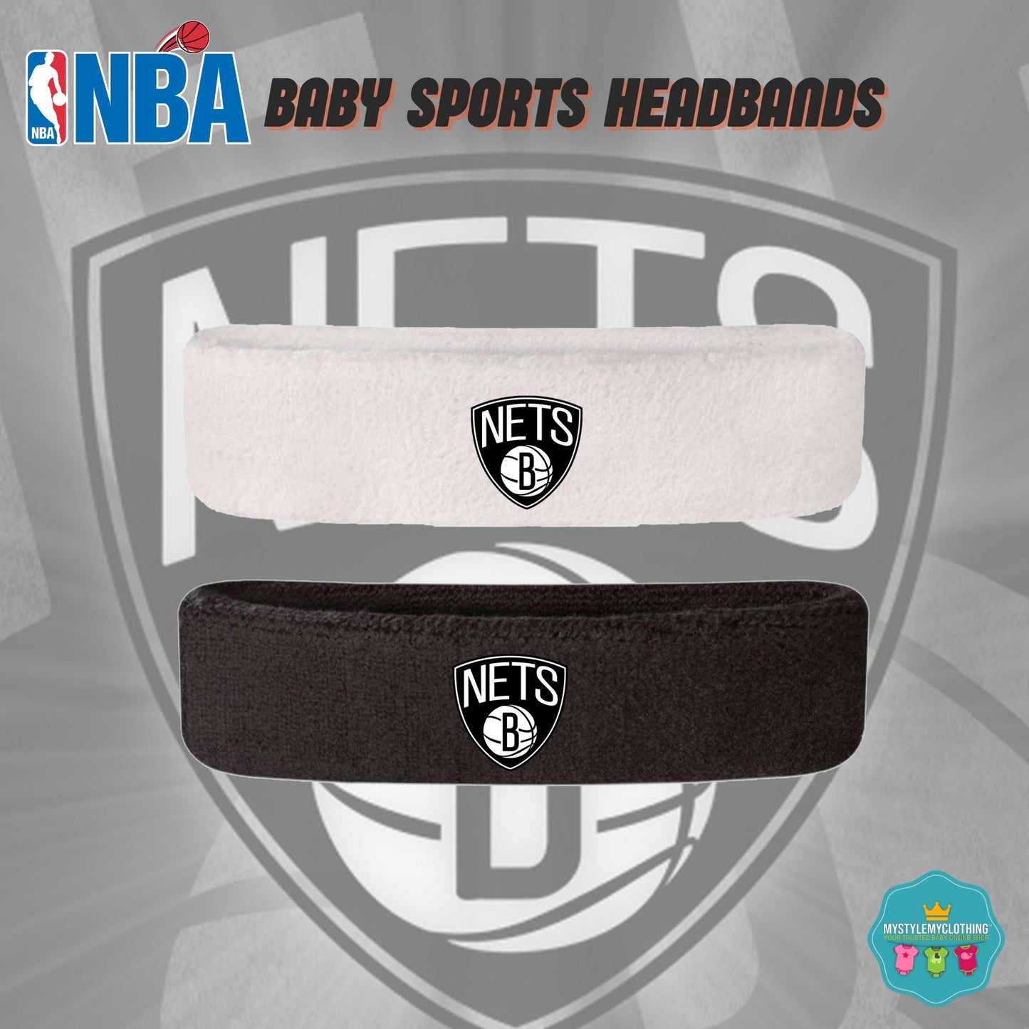 Baby and Kids Basketball Sports Headband - Brookyn Nets