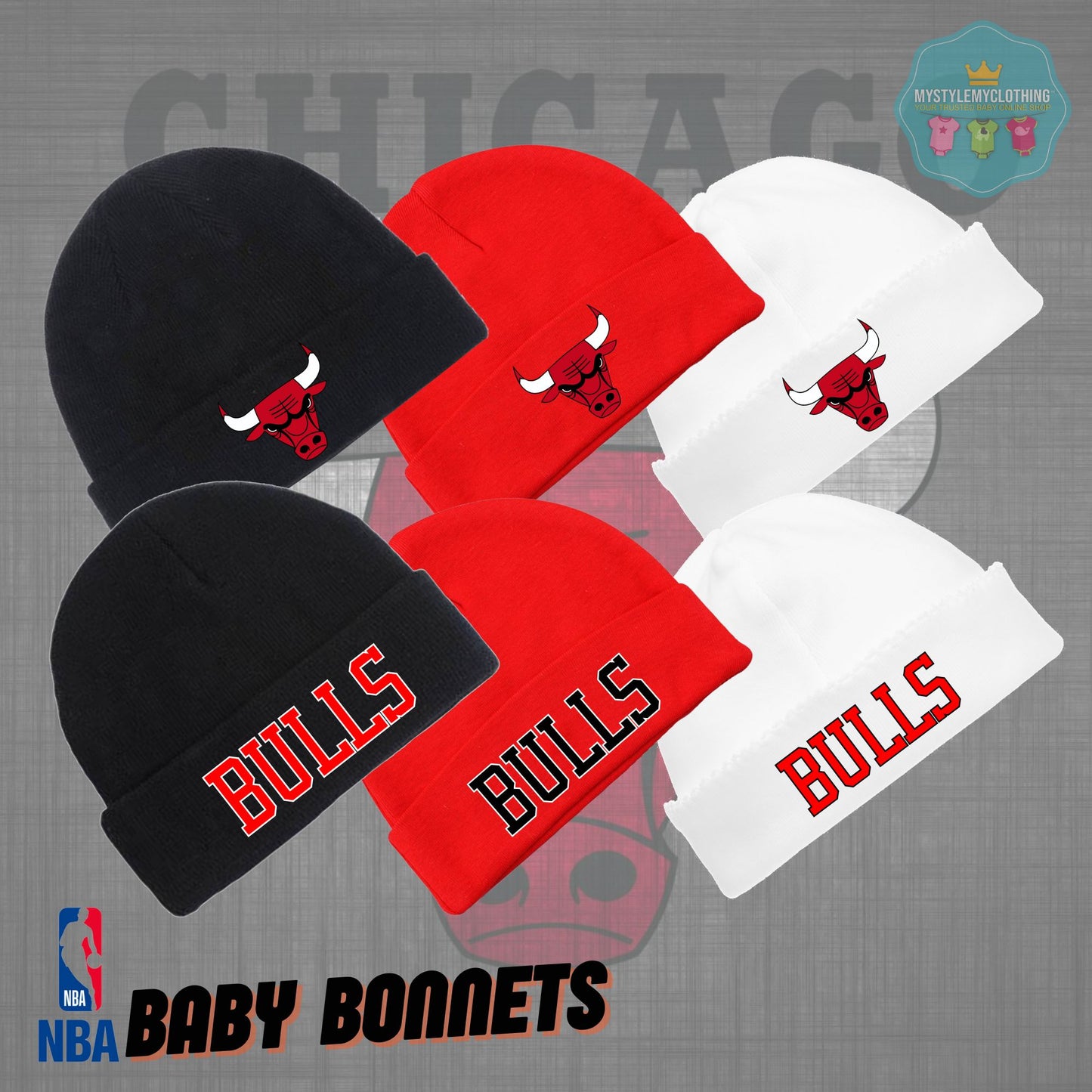 Baby Basketball Bonnets - Bulls