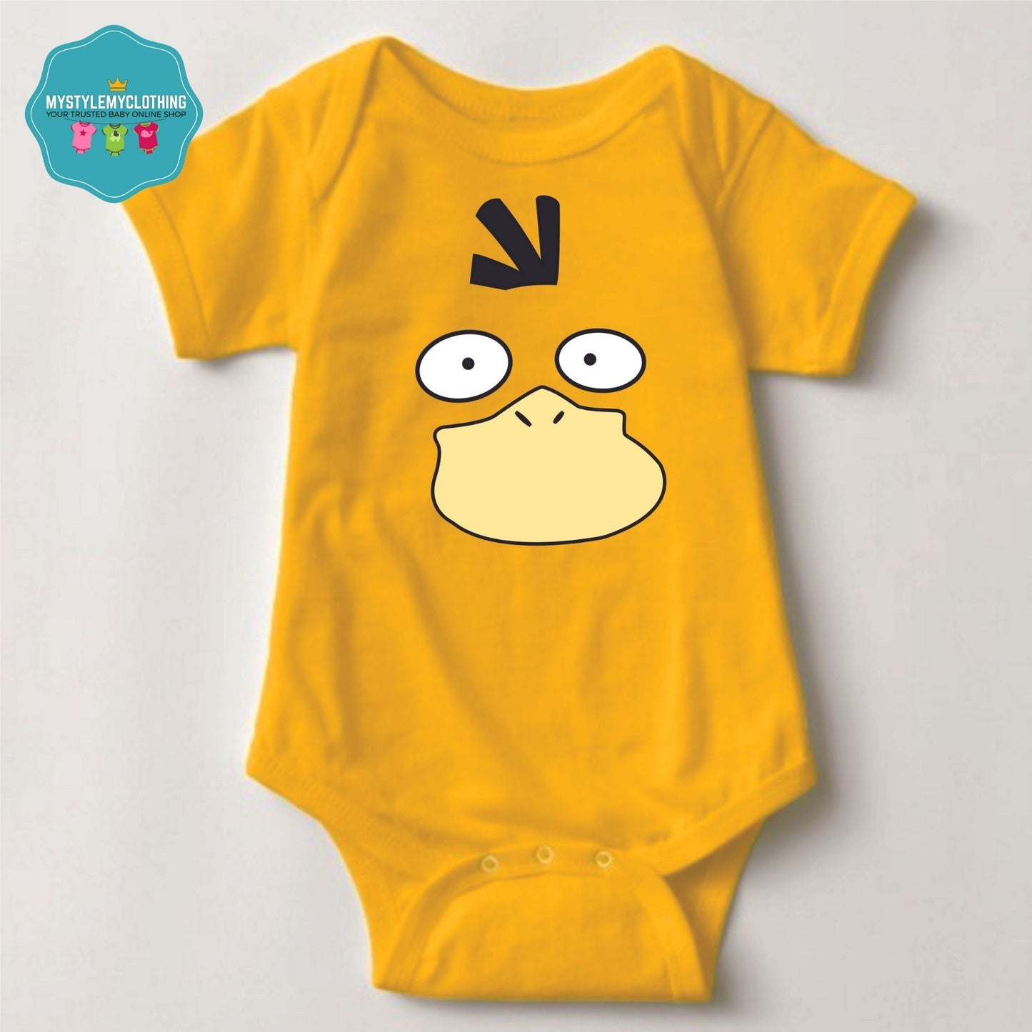 Baby Character Onesies with FREE Name Back Print- Pokemon-Psyduck 1