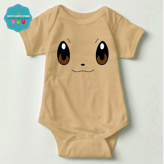 Baby Character Onesies with Name Back Print - Pokemon Eevie