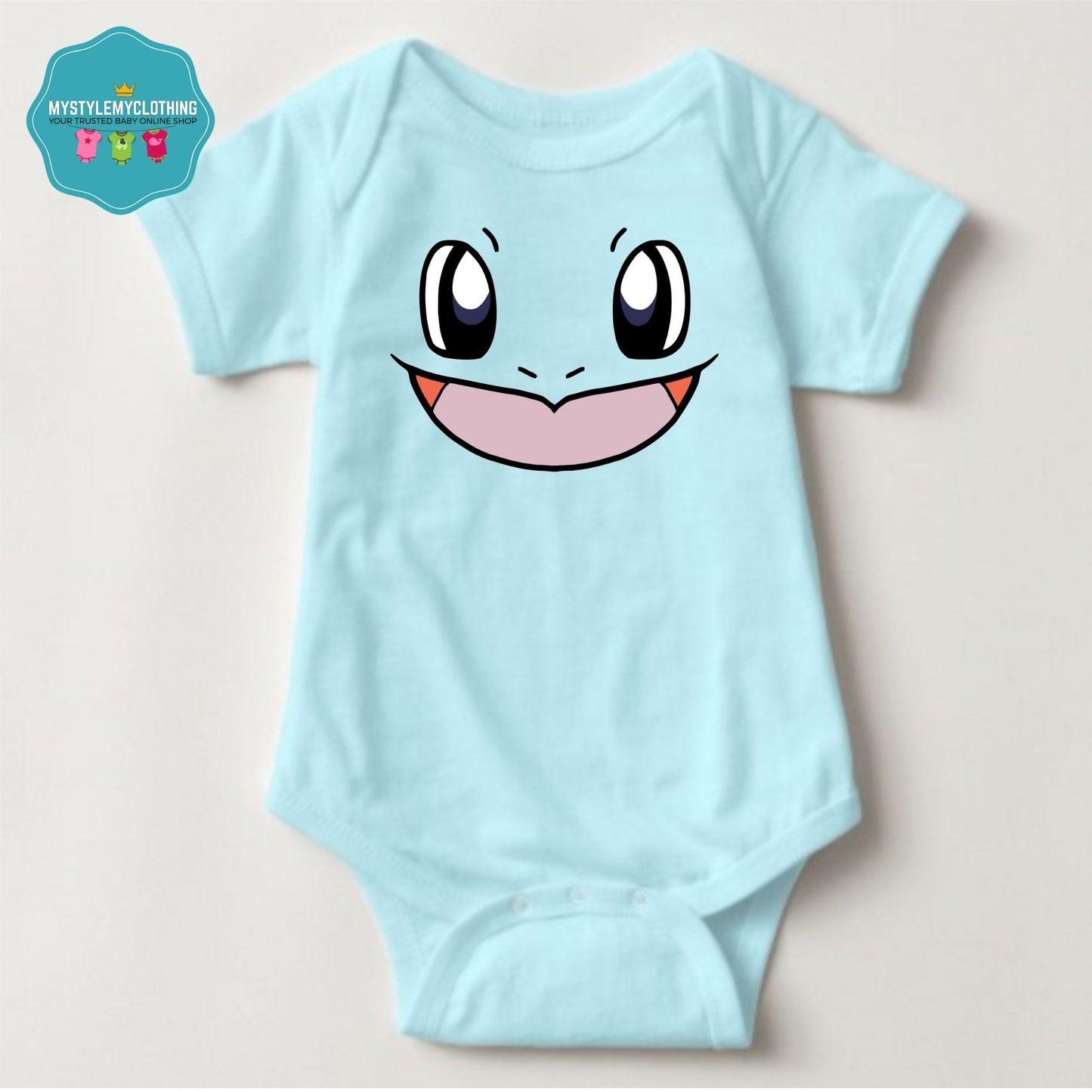 Baby Character Onesies with FREE Name Back Print - Pokemon-Squirtle