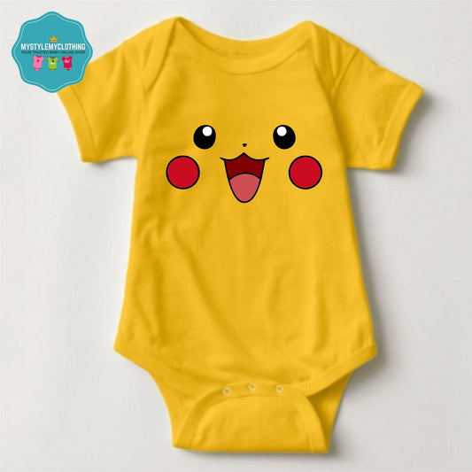 Baby Character Onesies with FREE Name Back Print - Pokemon-Pikachu