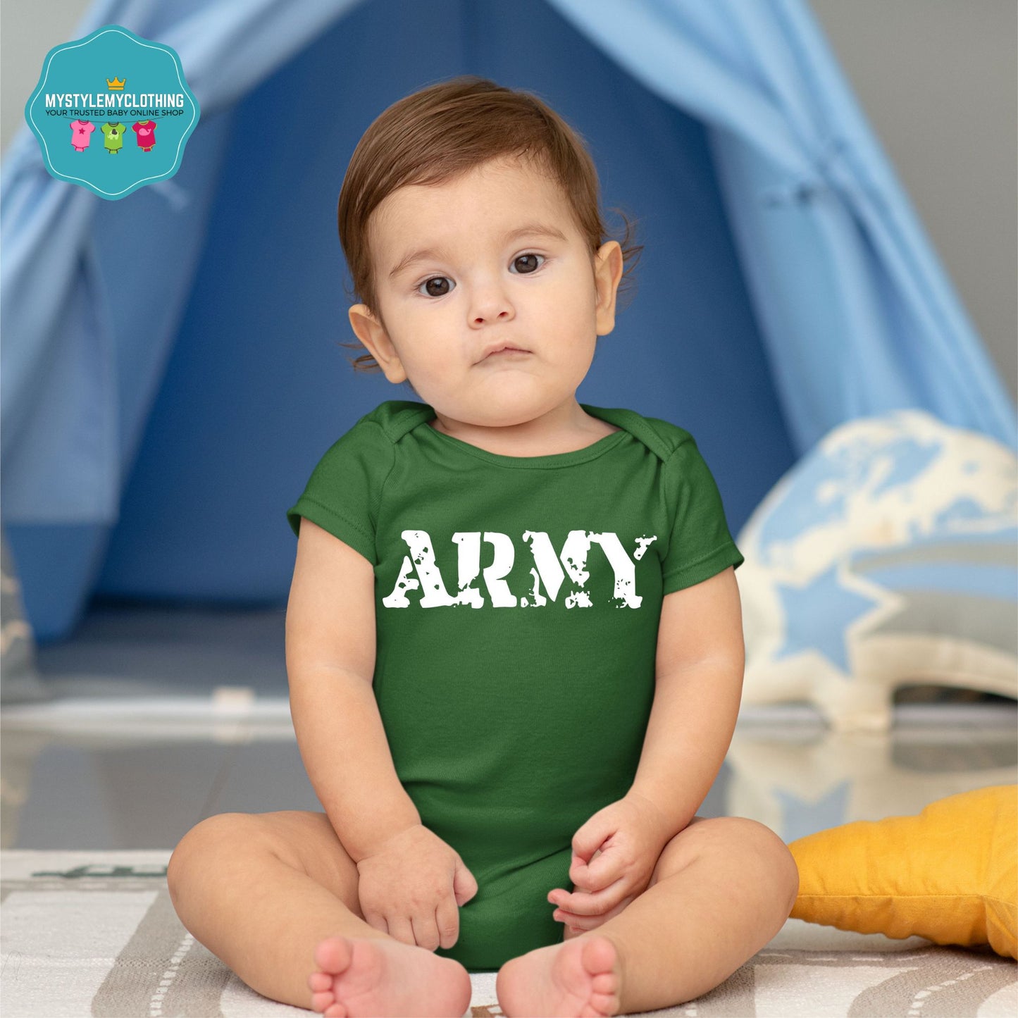 Baby Career Onesies with Free Name Back Print - Army