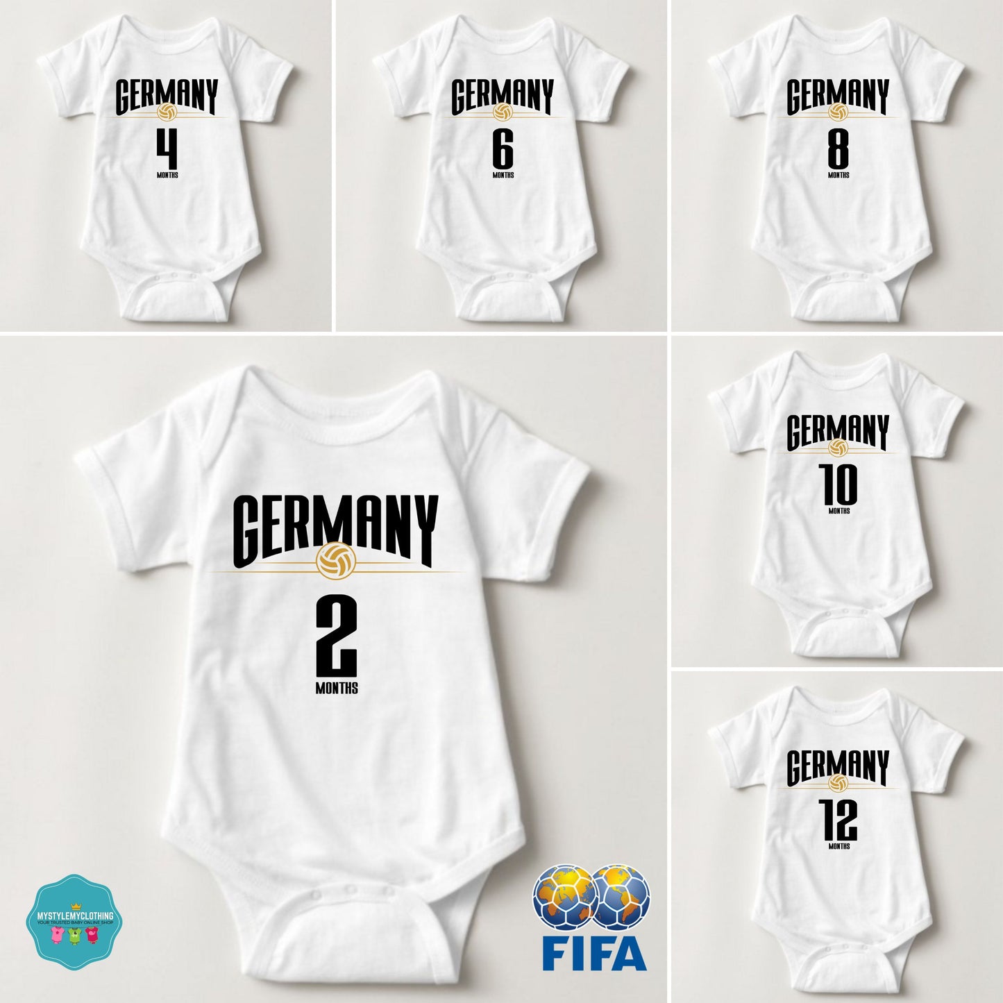 Baby FIFA Soccer Football Jersey Onesies - Germany