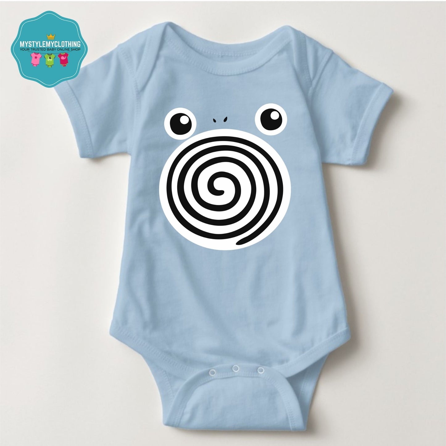 Baby Character Onesies with FREE Name Back Print- Pokemon-Poliwhirl