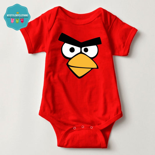 Baby Character Onesies with FREE Name Back Print  Angry Bird Red