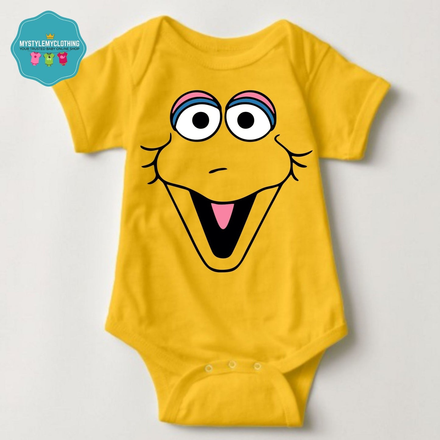 Baby Character Onesies with FREE Name Back Print - Sesame Street Big Bird