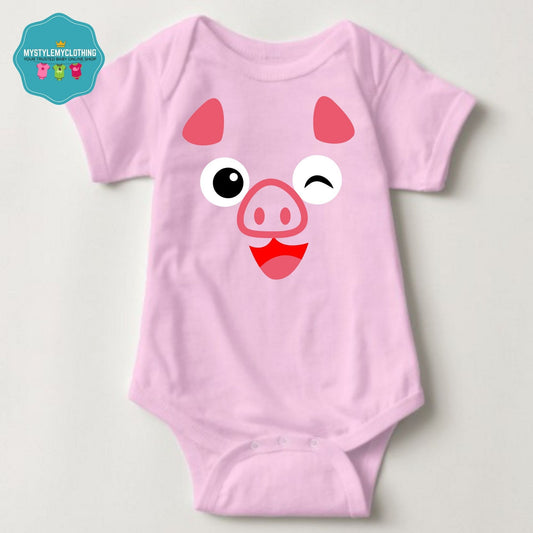 Baby Character Onesies- Cute Pig Pink