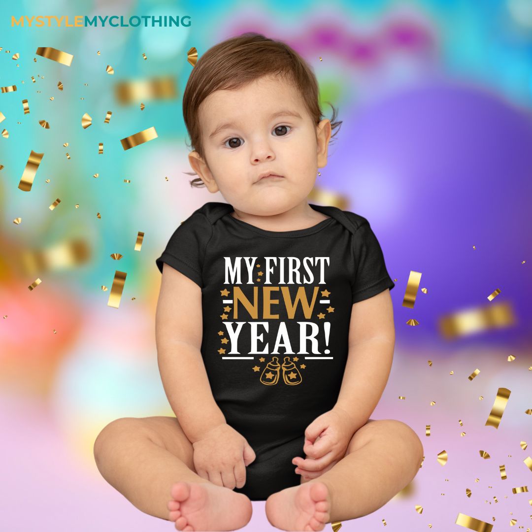 Baby New Year Holiday Onesies - My 1st New Year Small Bottle