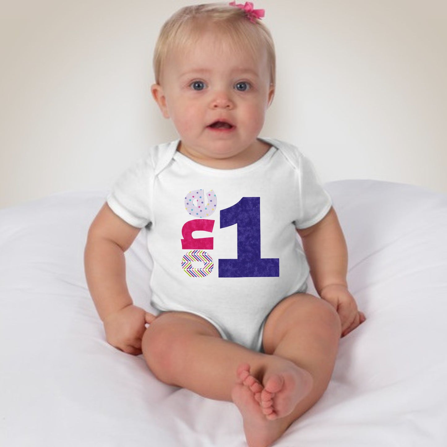 Baby 1st Birthday Onesies - 1 One (Purple)