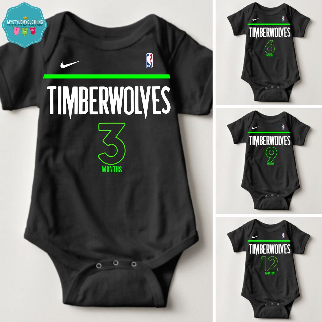 Baby Monthly Onesies - Basketball Jersey Minnesota Timberwolves