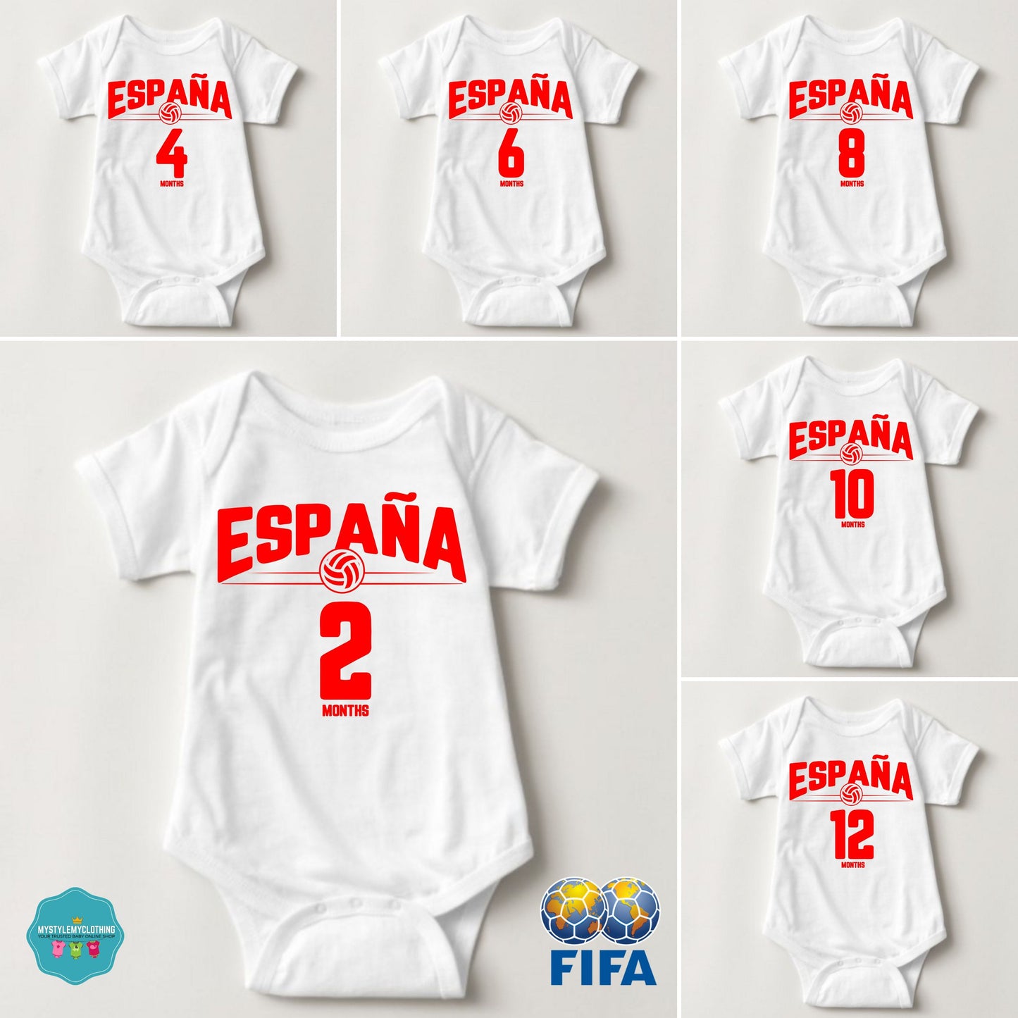 Baby FIFA Soccer Football Jersey Onesies - Espana