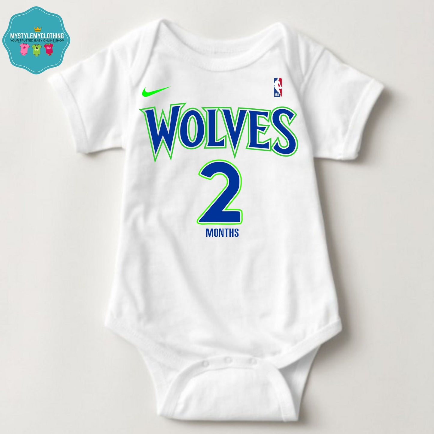 Baby Monthly Onesies - Basketball Jersey Minnesota Timberwolves