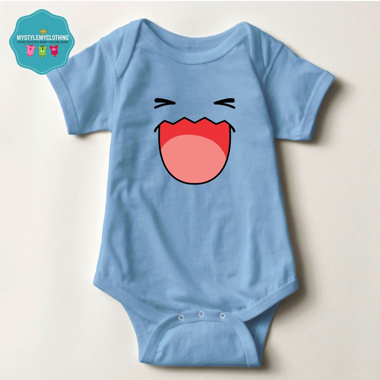 Baby Character Onesies with Name Back Print - Pokemon-Wobbuffet