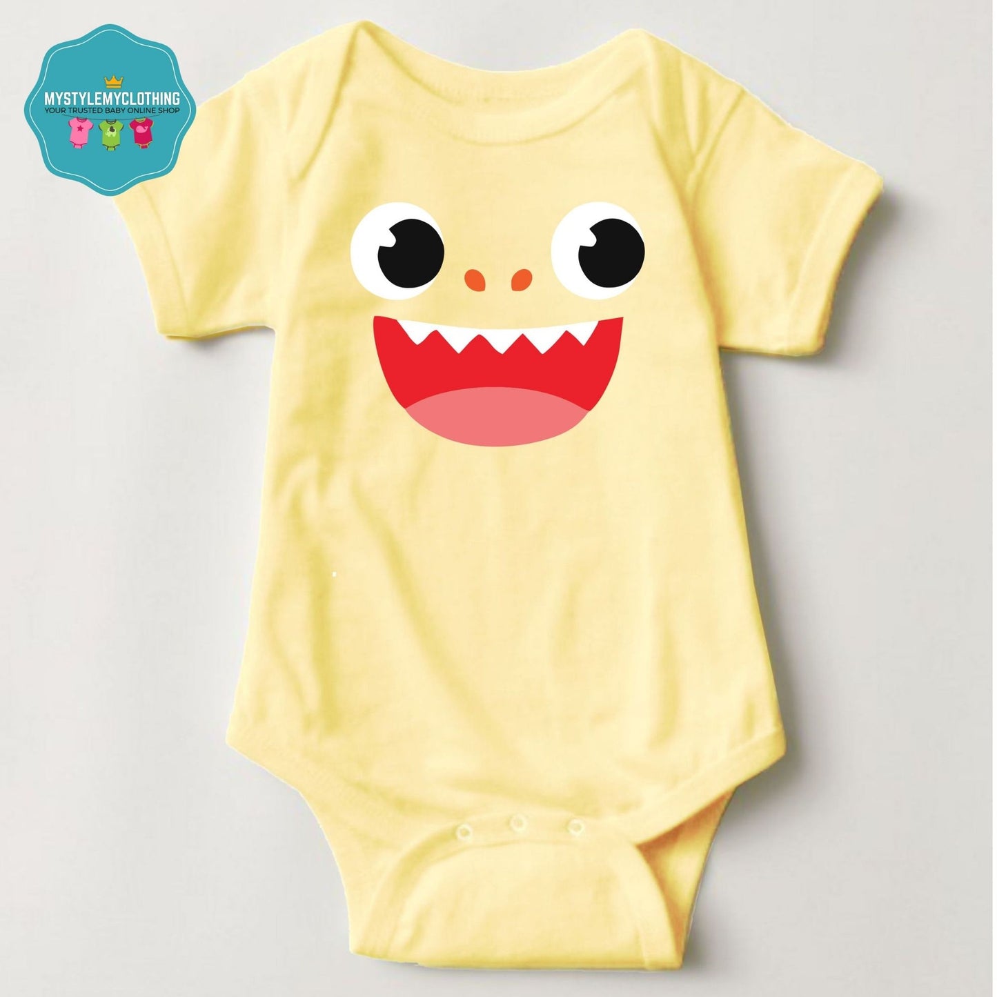 Baby Character Onesies - Baby Shark Pale Yellow