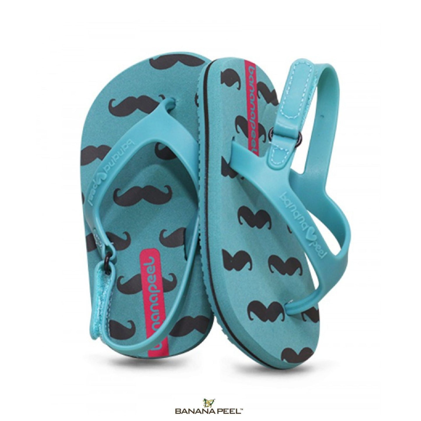 Banana Peel Slippers for Toddlers - Little Dude Classy Stache Pale Ocean