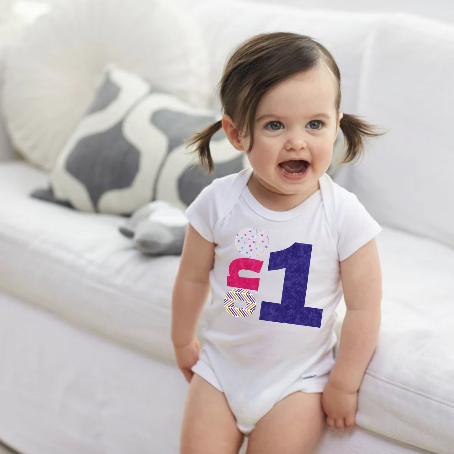 Baby 1st Birthday Onesies - 1 One (Purple)