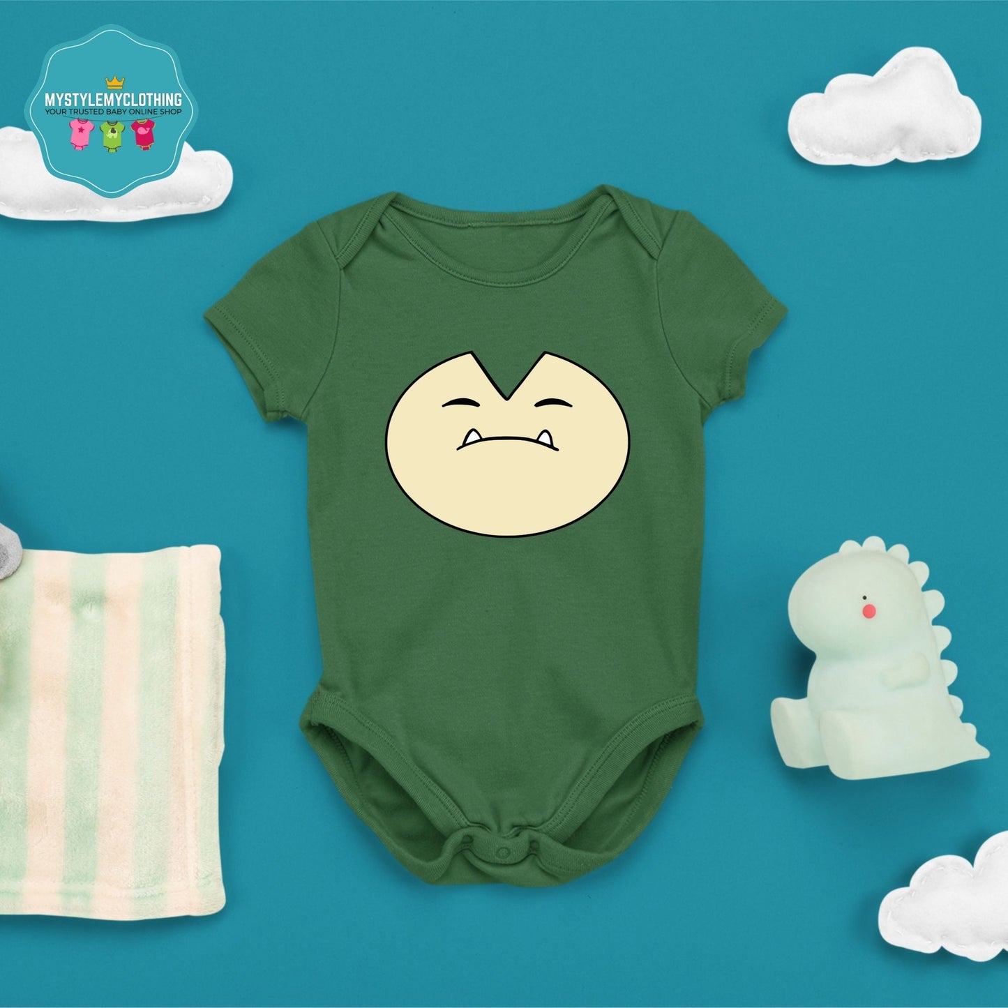 Baby Character Onesies with FREE Name Back Print - Pokemon-Snorlax