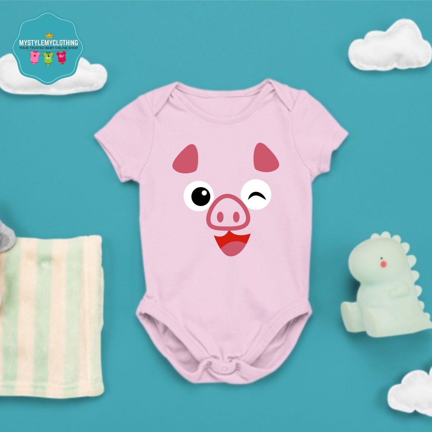 Baby Character Onesies- Cute Pig Pink