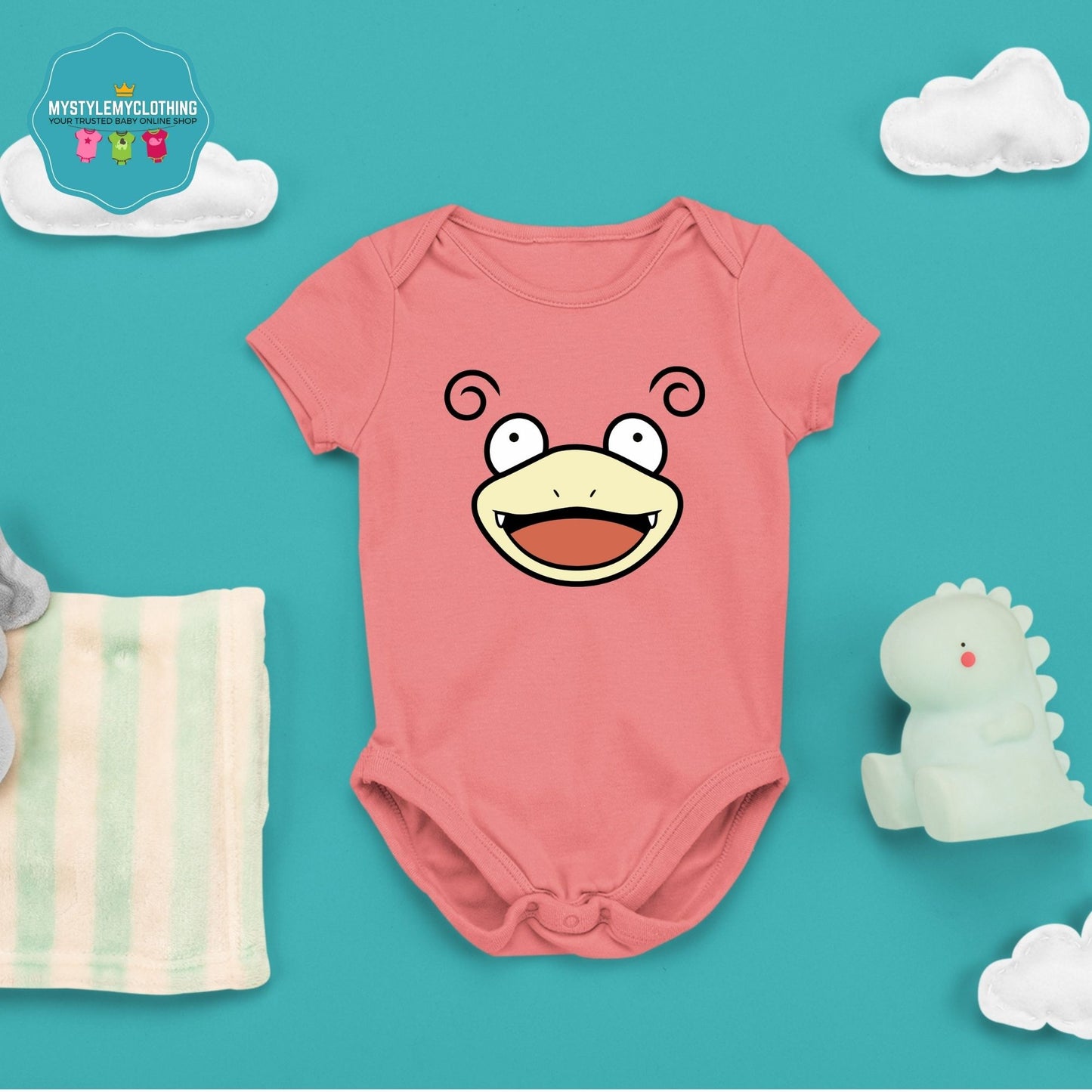 Baby Character Onesies with FREE Name Back Print - Pokemon-Slowpoke