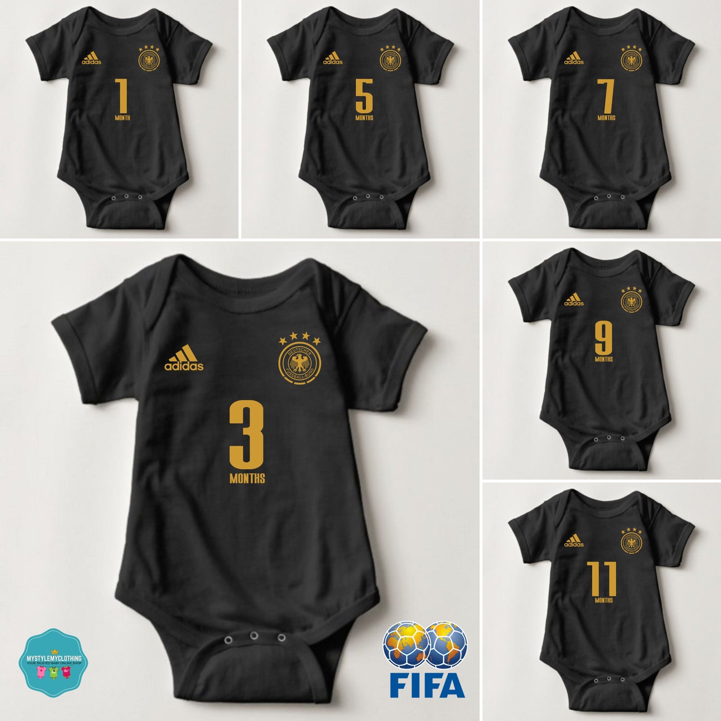 Baby FIFA Soccer Football Jersey Onesies - Germany