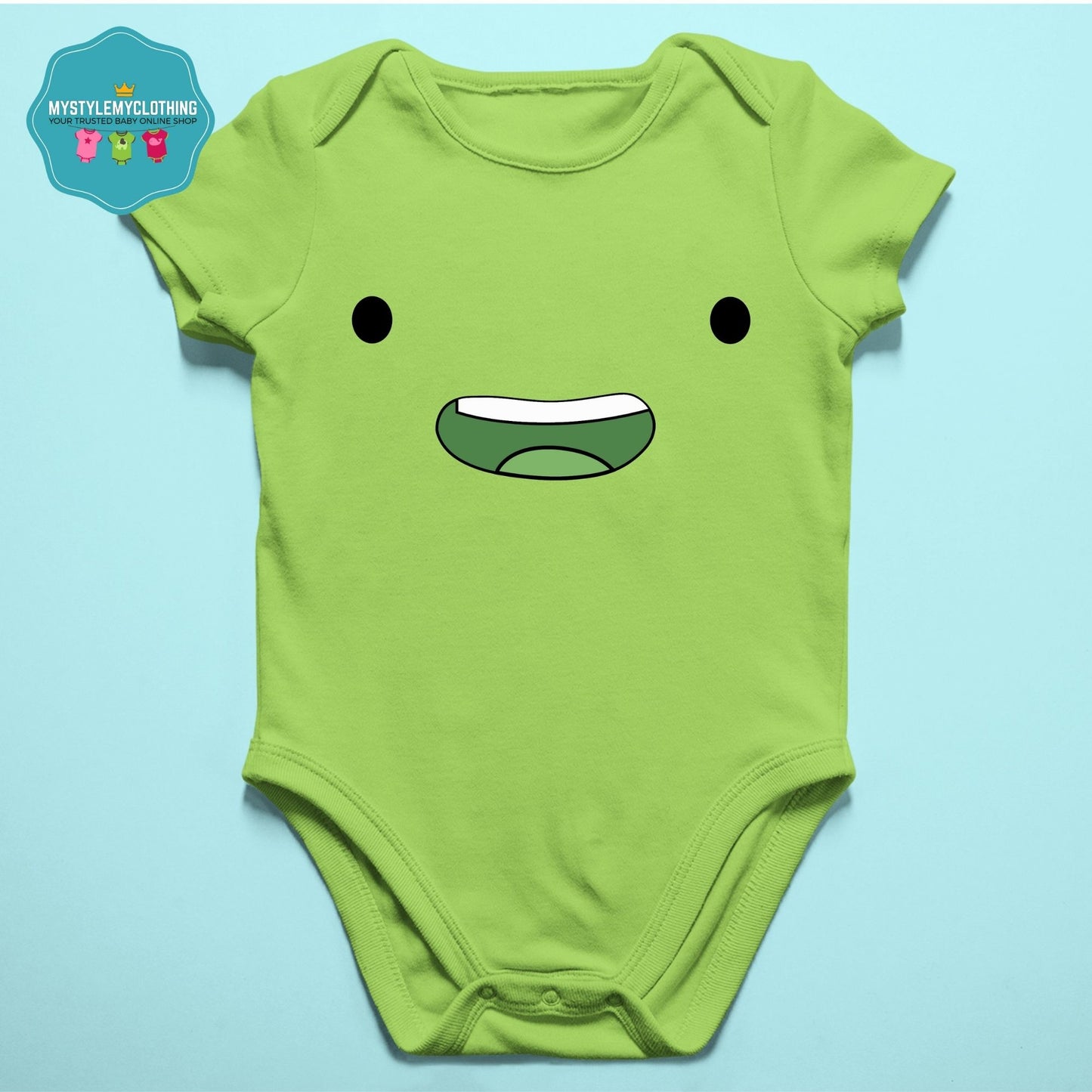 Baby Character Onesies with Name Back Print  - Adventure Time Beemo Light Green