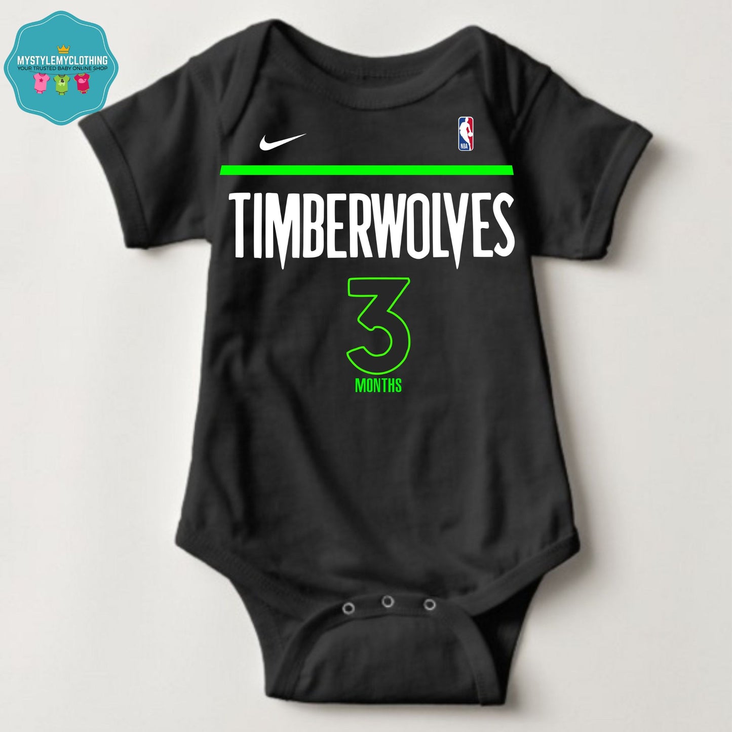 Baby Monthly Onesies - Basketball Jersey Minnesota Timberwolves