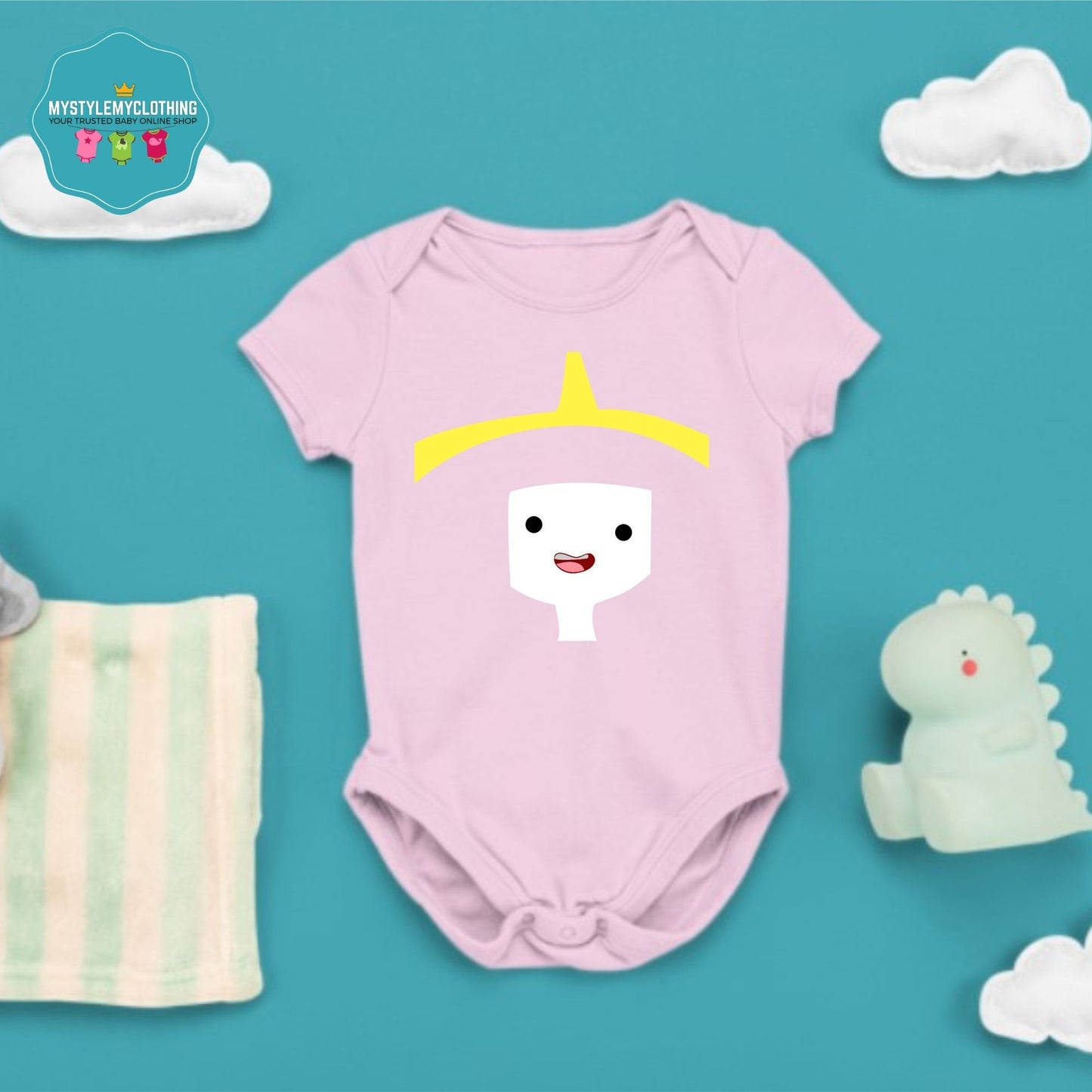 Baby Character Onesies with FREE Name Back Print - Adventure Time Princess Bubblegum