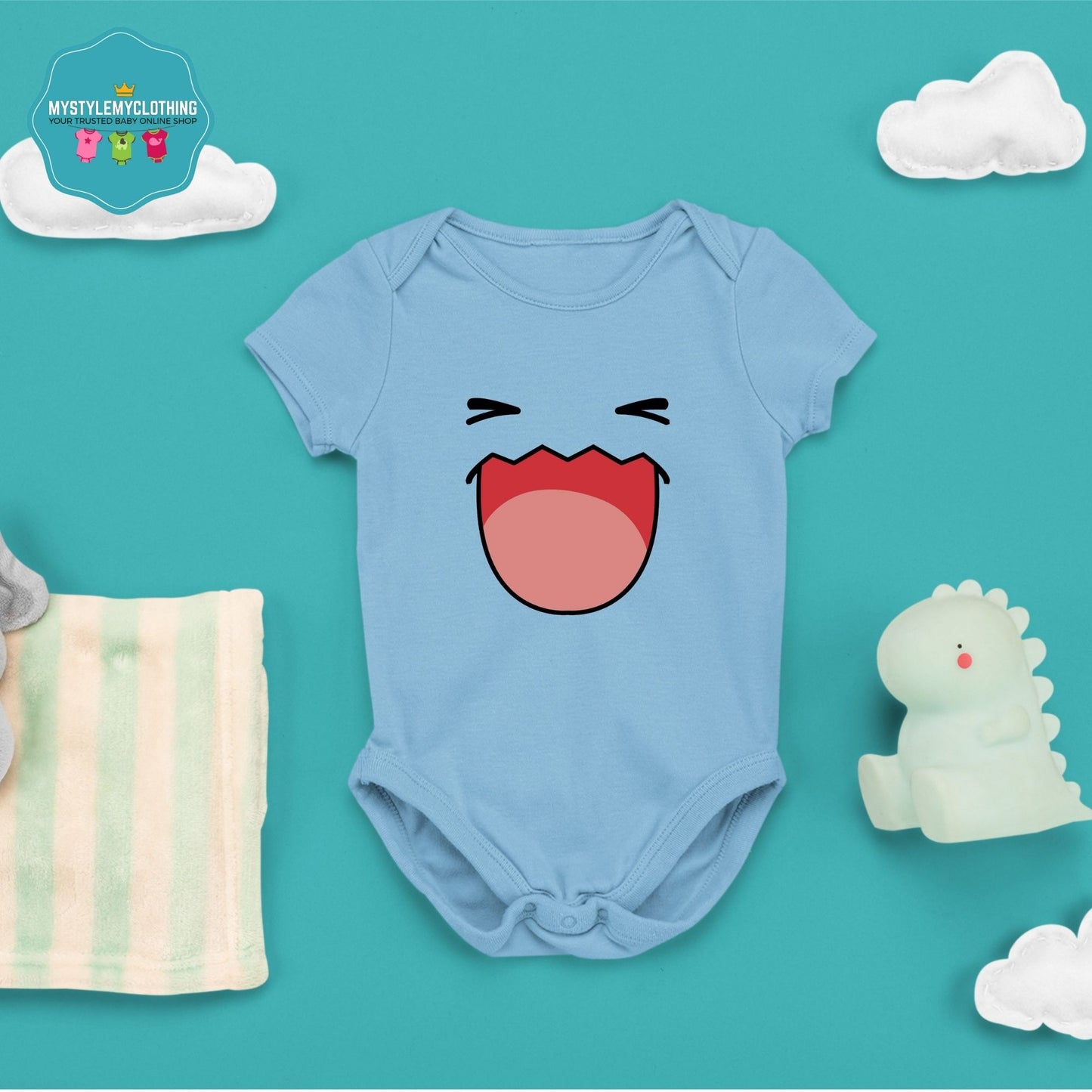 Baby Character Onesies with Name Back Print - Pokemon-Wobbuffet