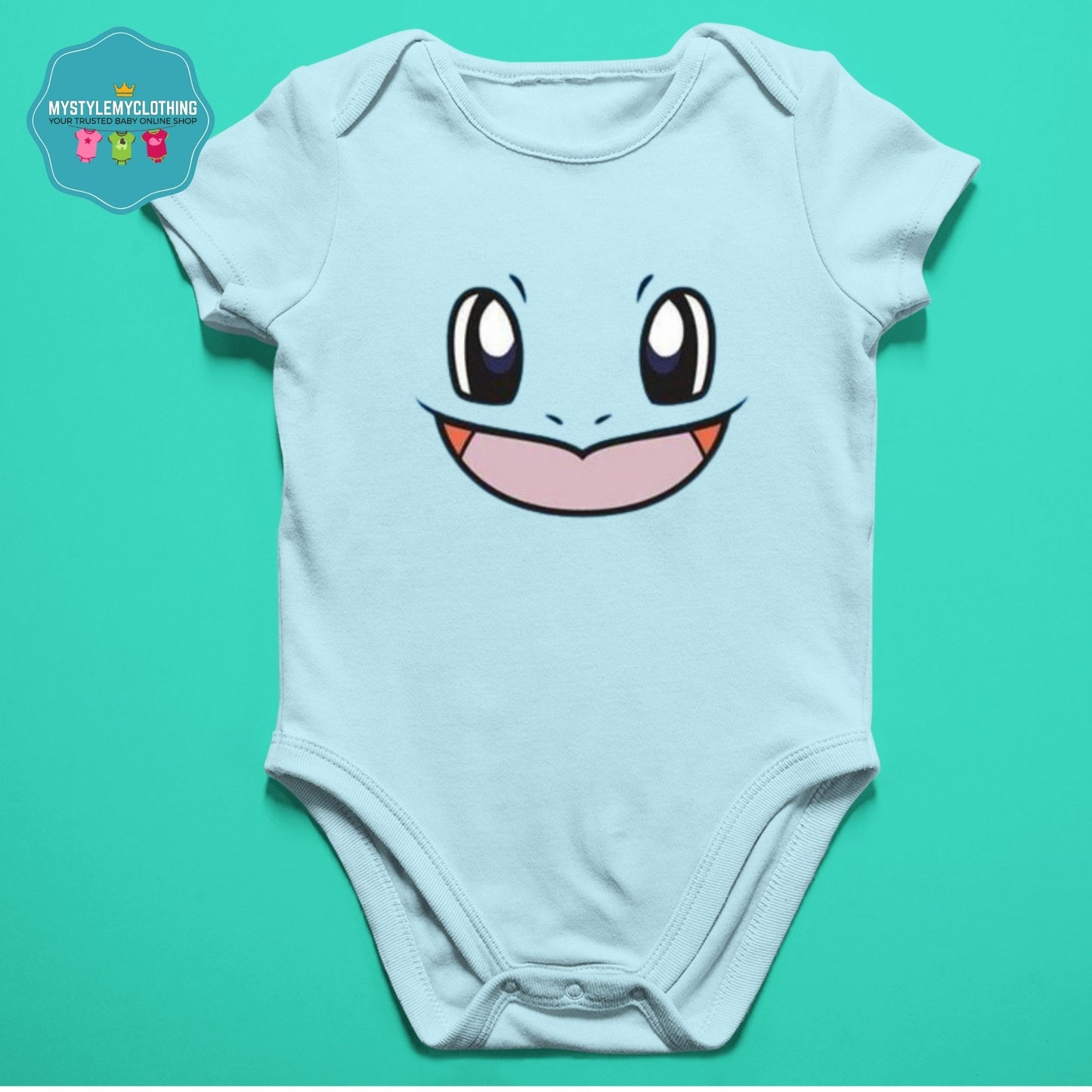 Baby Character Onesies with FREE Name Back Print - Pokemon-Squirtle