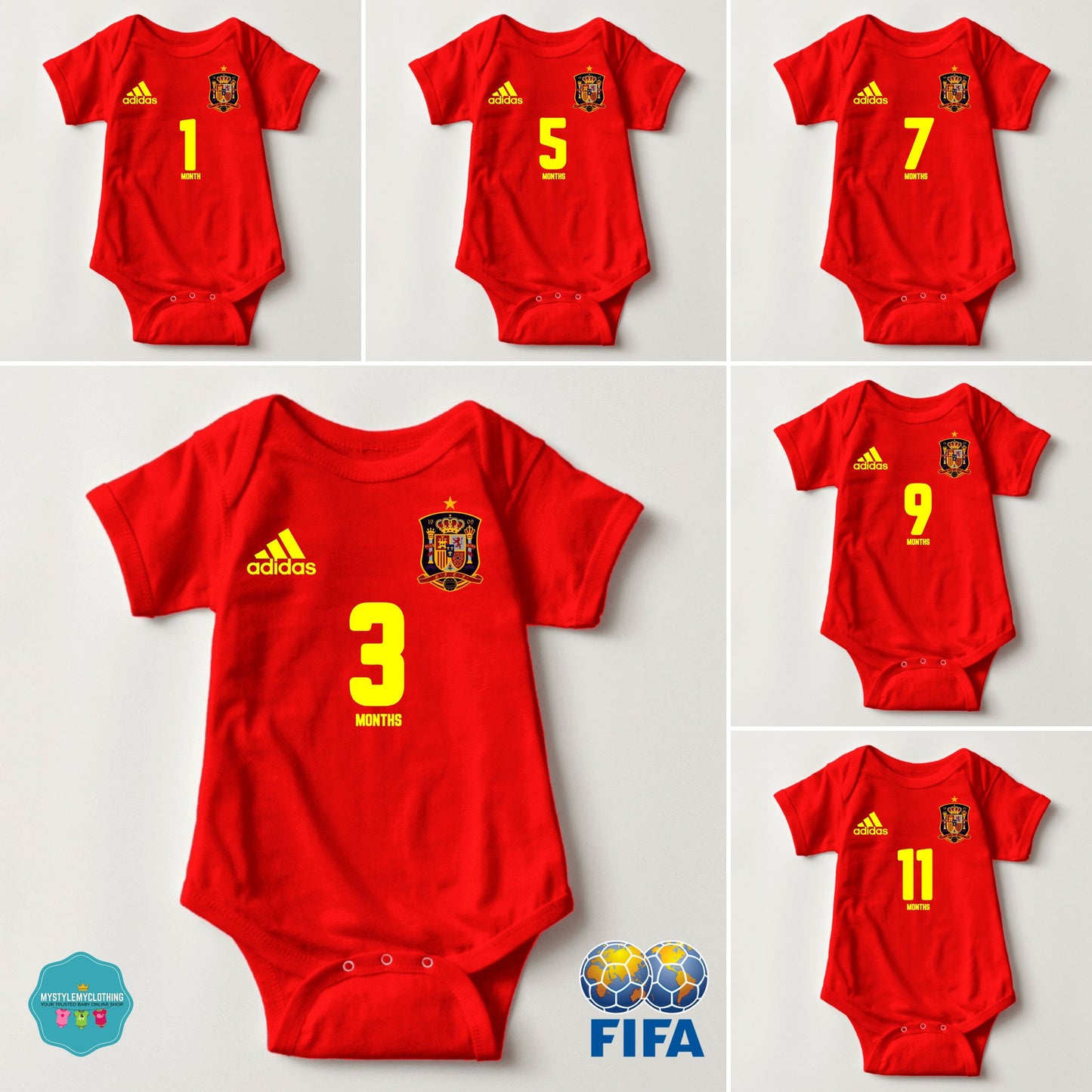 Baby FIFA Soccer Football Jersey Onesies - Espana