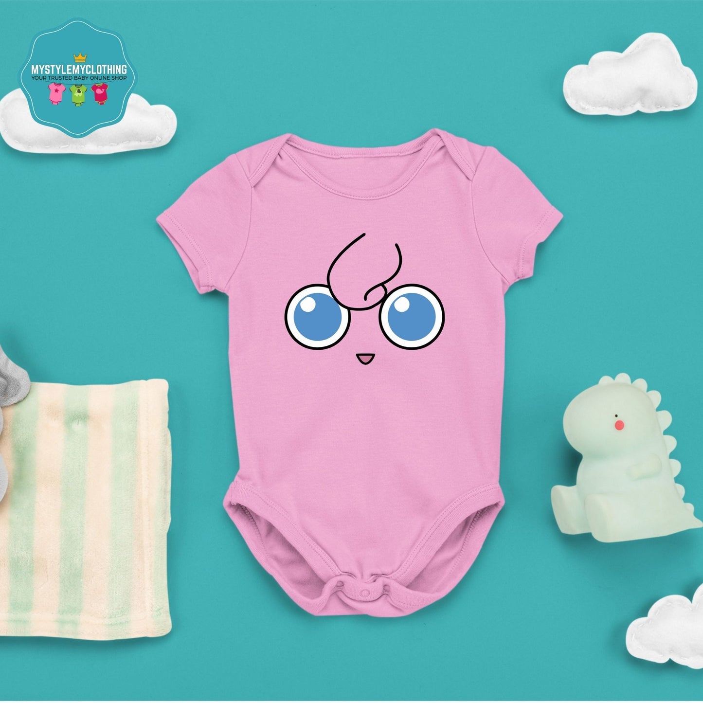 Baby Character Onesies with Name Back Print - Pokemon-Jigglypuff