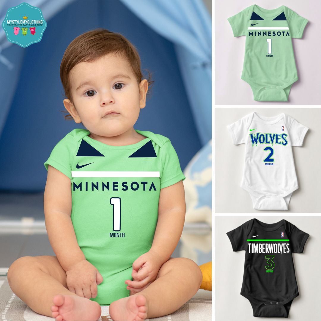 Baby Monthly Onesies - Basketball Jersey Minnesota Timberwolves